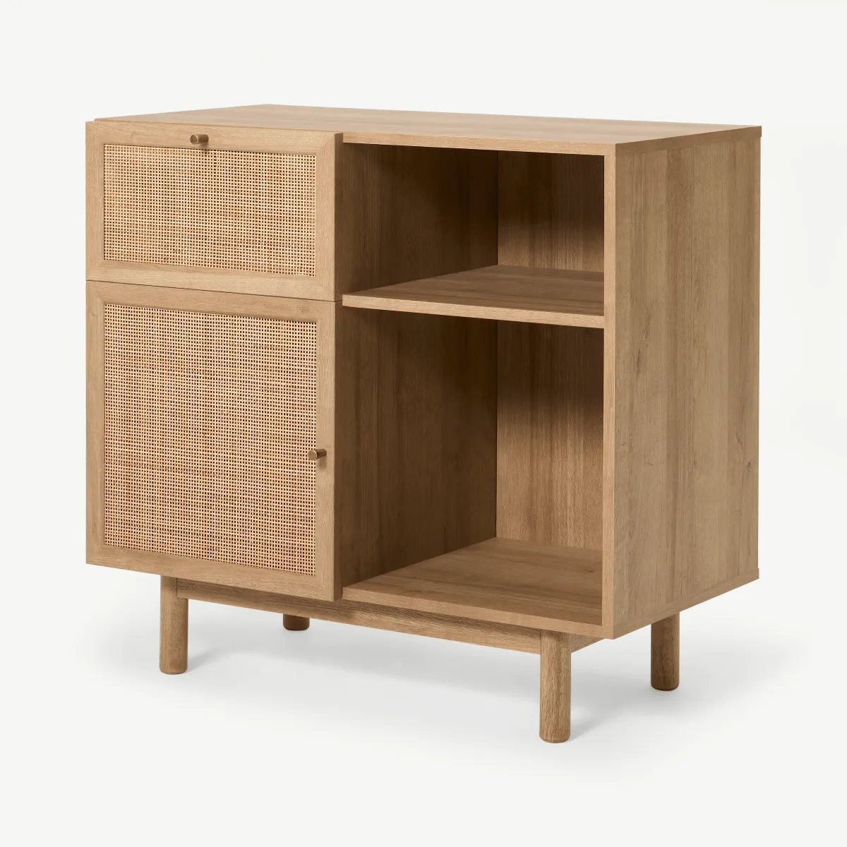Pavia Office Storage Cabinet, Natural Rattan & Oak Effect