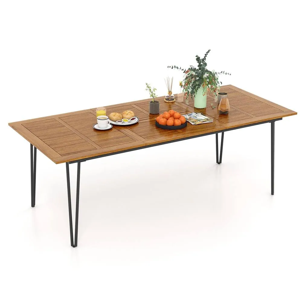 Costway 220 x 95cm Patio Dining Table Indoor & Outdoor Dining Table in Natural 3