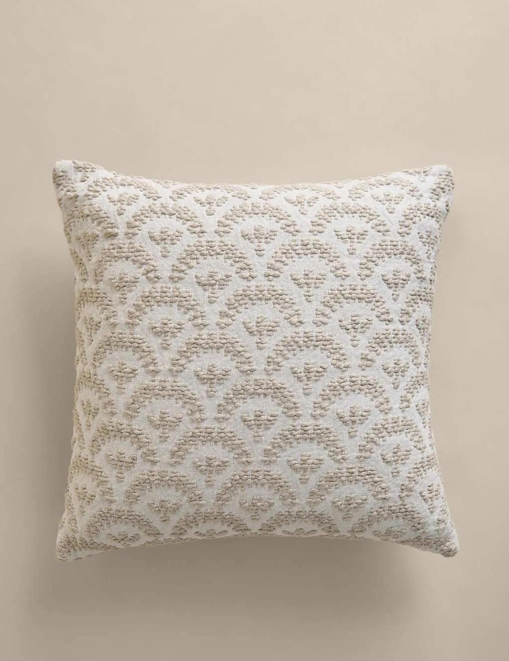 M&S Pure Cotton Fan Jacquard Cushion Natural Mix