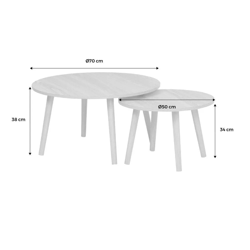 sweeek Pair Of Nesting Coffee Tables With Wood Effect in Light Grey 5