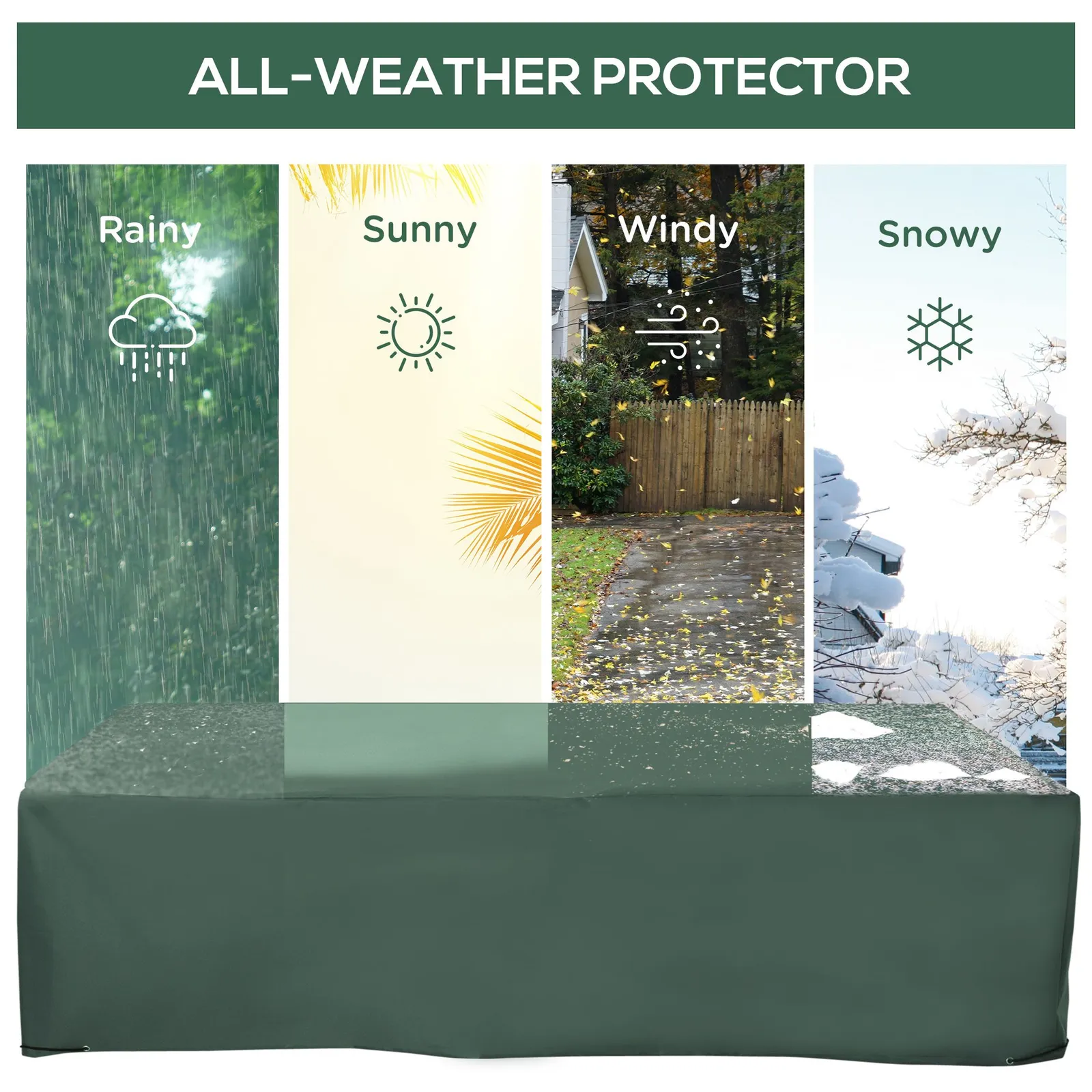 OUTSUNNY 255x142cm Outdoor Garden Furniture Protective Cover Water UV Resistant in Green 4
