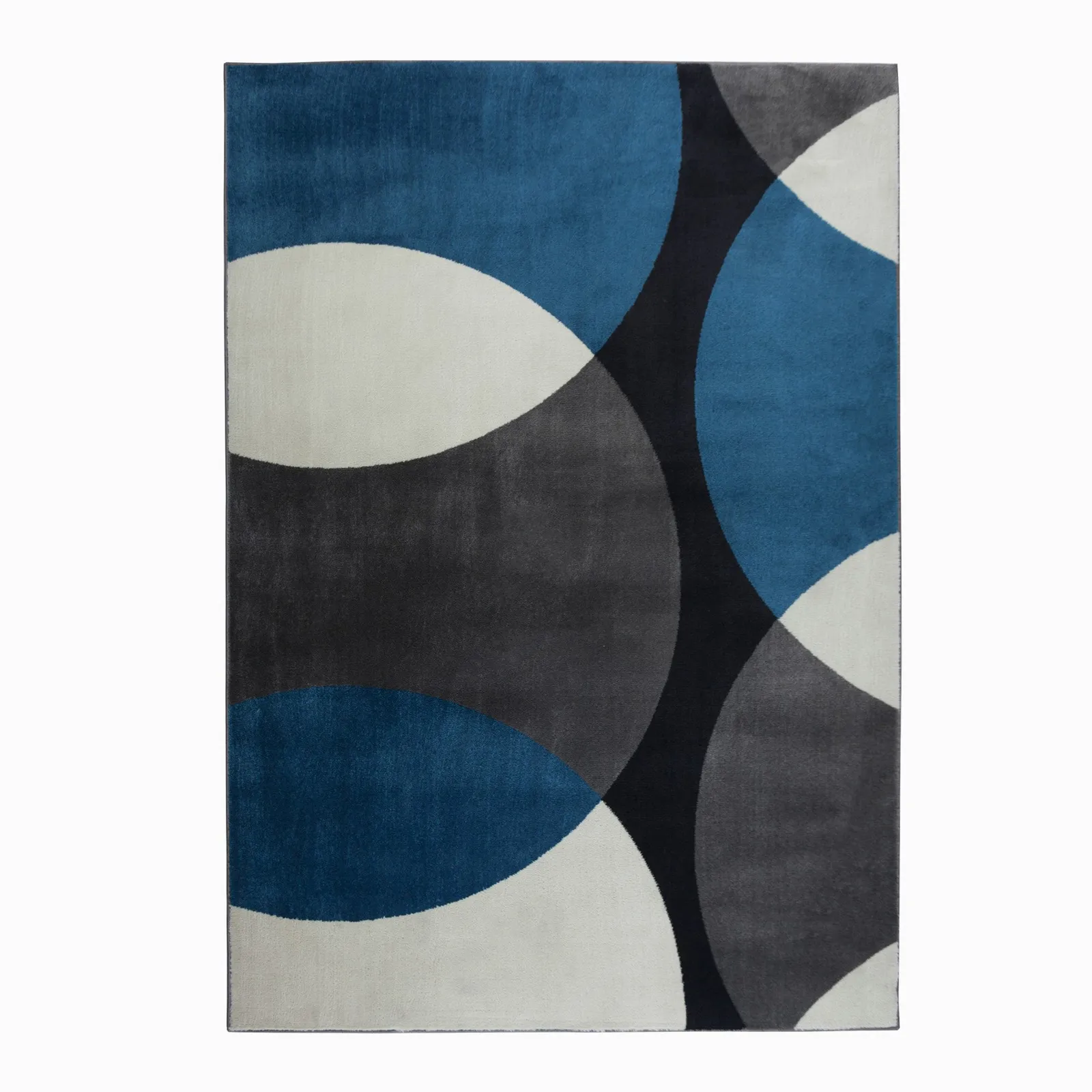 Abstract Geometric Circles Rug Blue, Grey and White