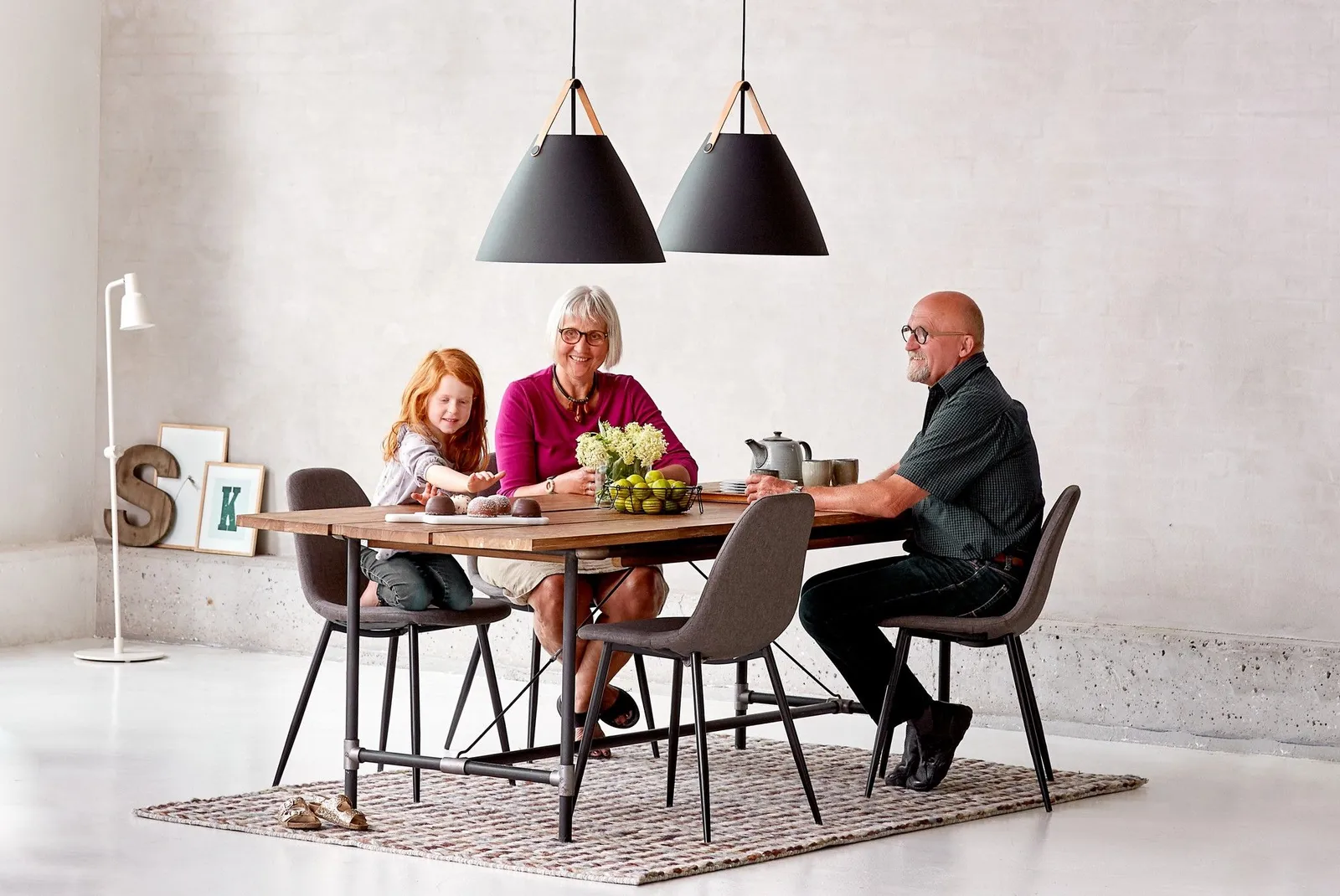 Nordlux Strap Pendant Light Black Metal Dining Room E27 Mains 48cm 3