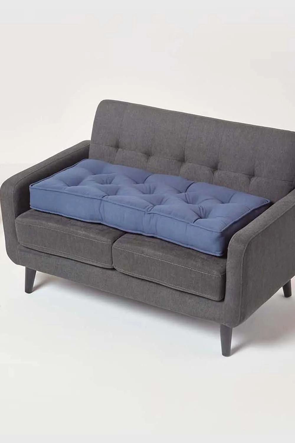 Homescapes Cotton 2 Seater Booster Cushion in Navy
