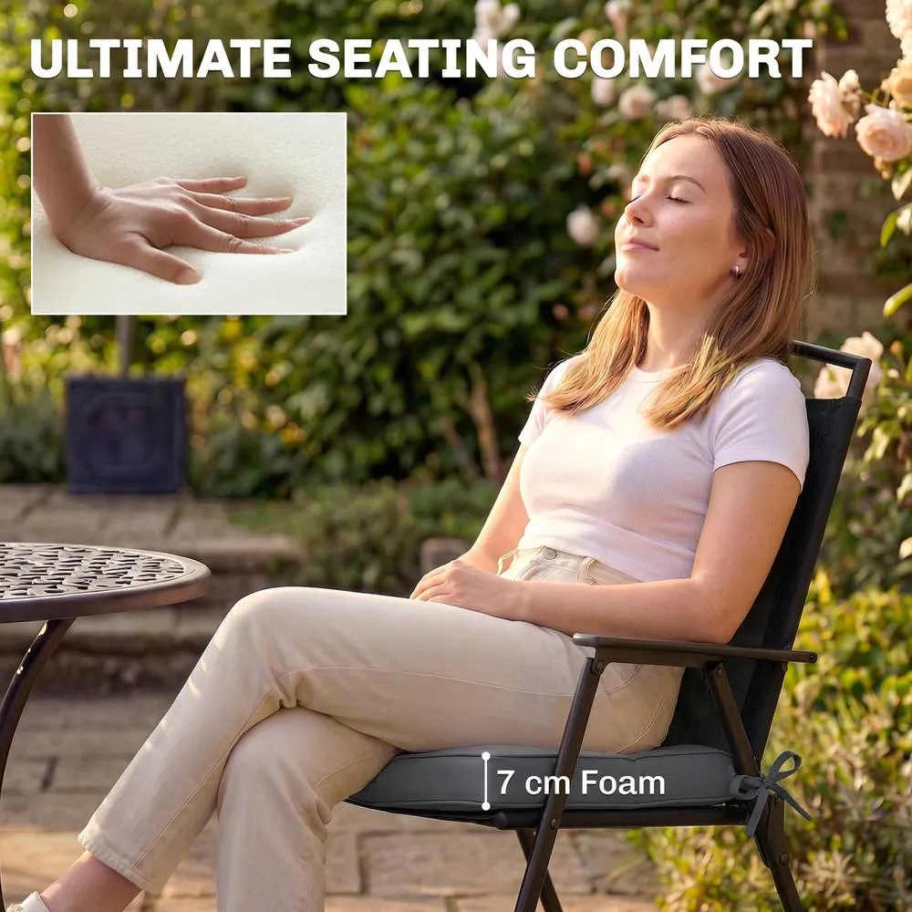 OUTSUNNY Outdoor Chair Seat Cushions Set of 2, Garden Chair Cushions in Dark Grey 4