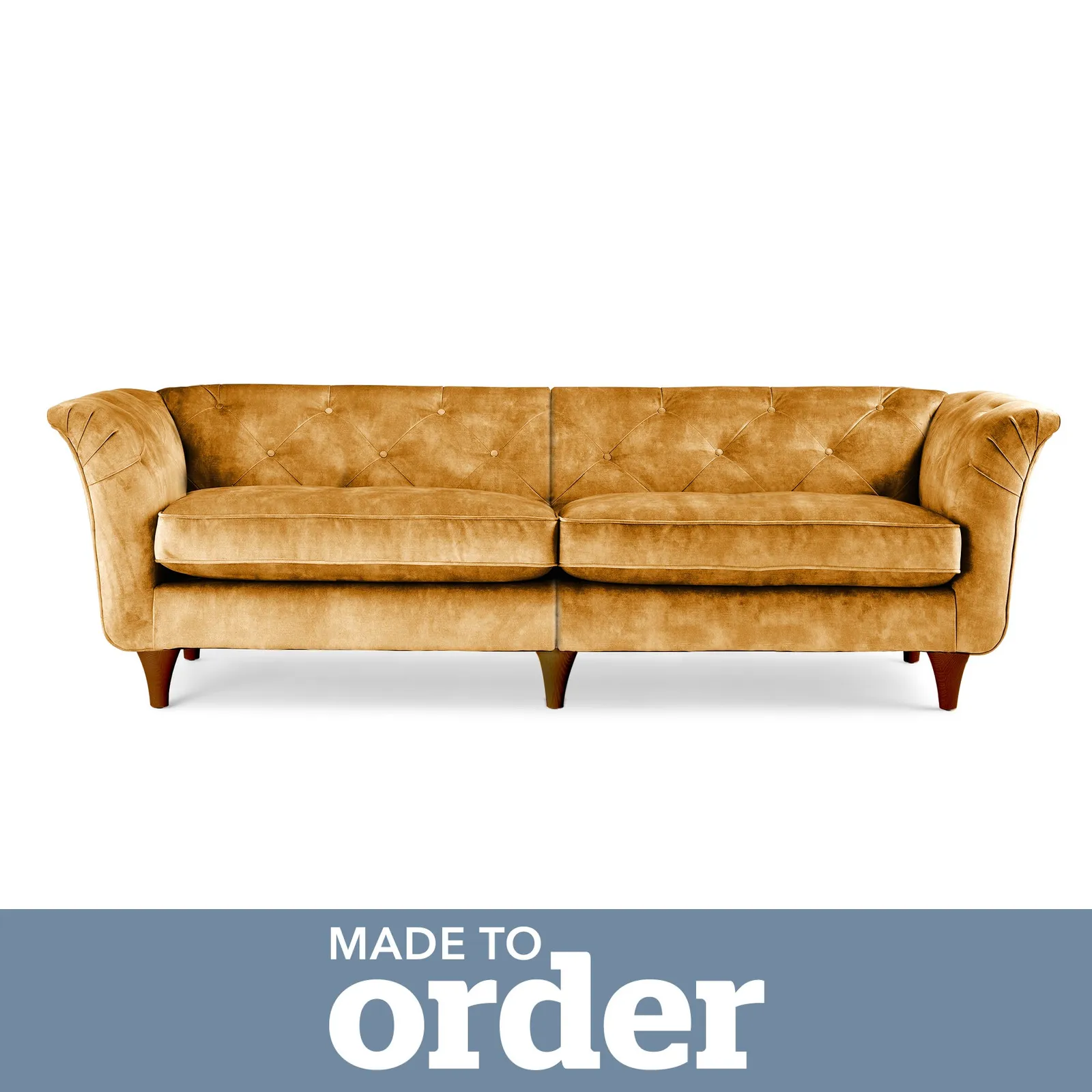 Jaipur 4 Seater Sofa Slub Velvet Yellow