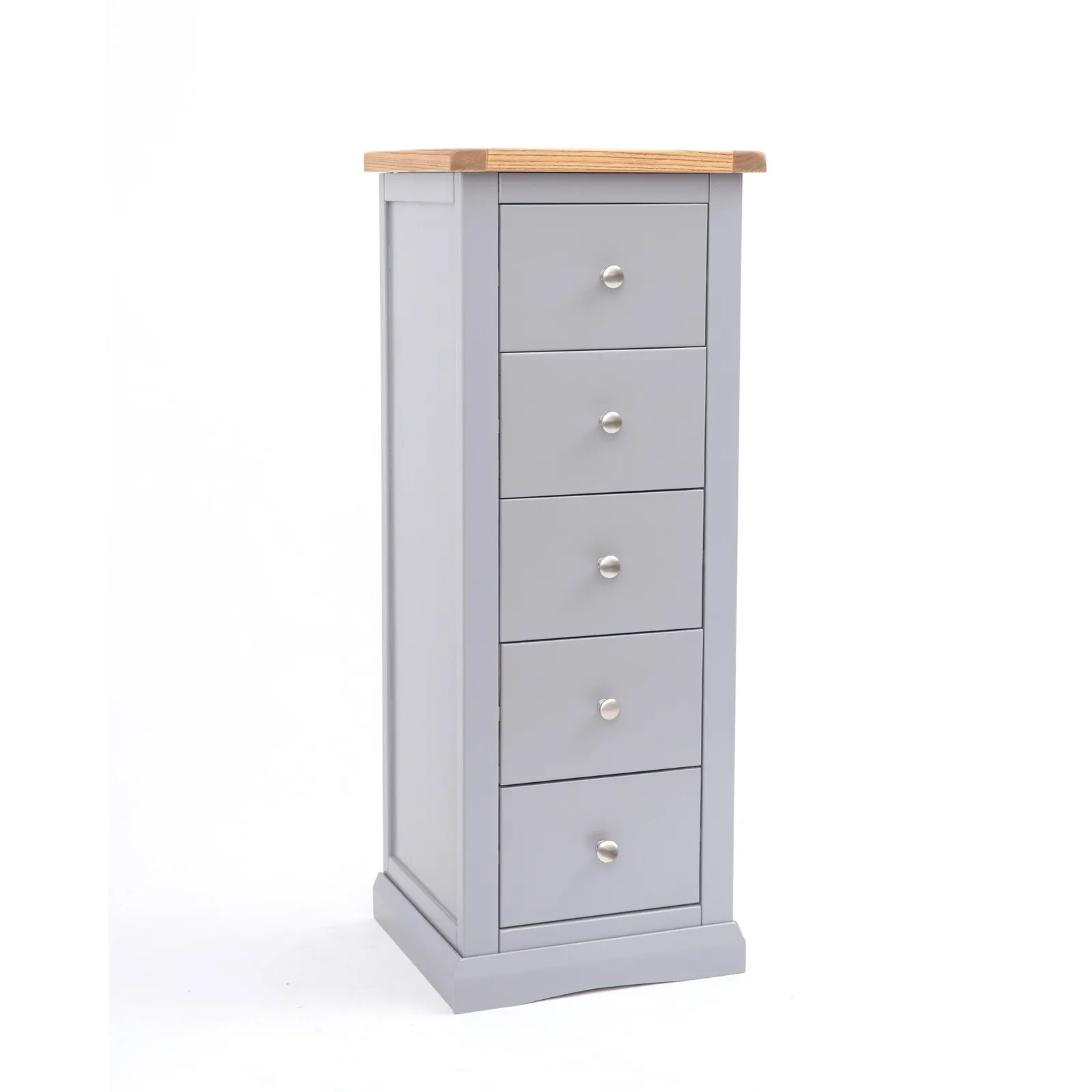 Cabinet Bits Rocca 5 Drawer Narrow Chest of Drawers Chrome Knob in Grey 2