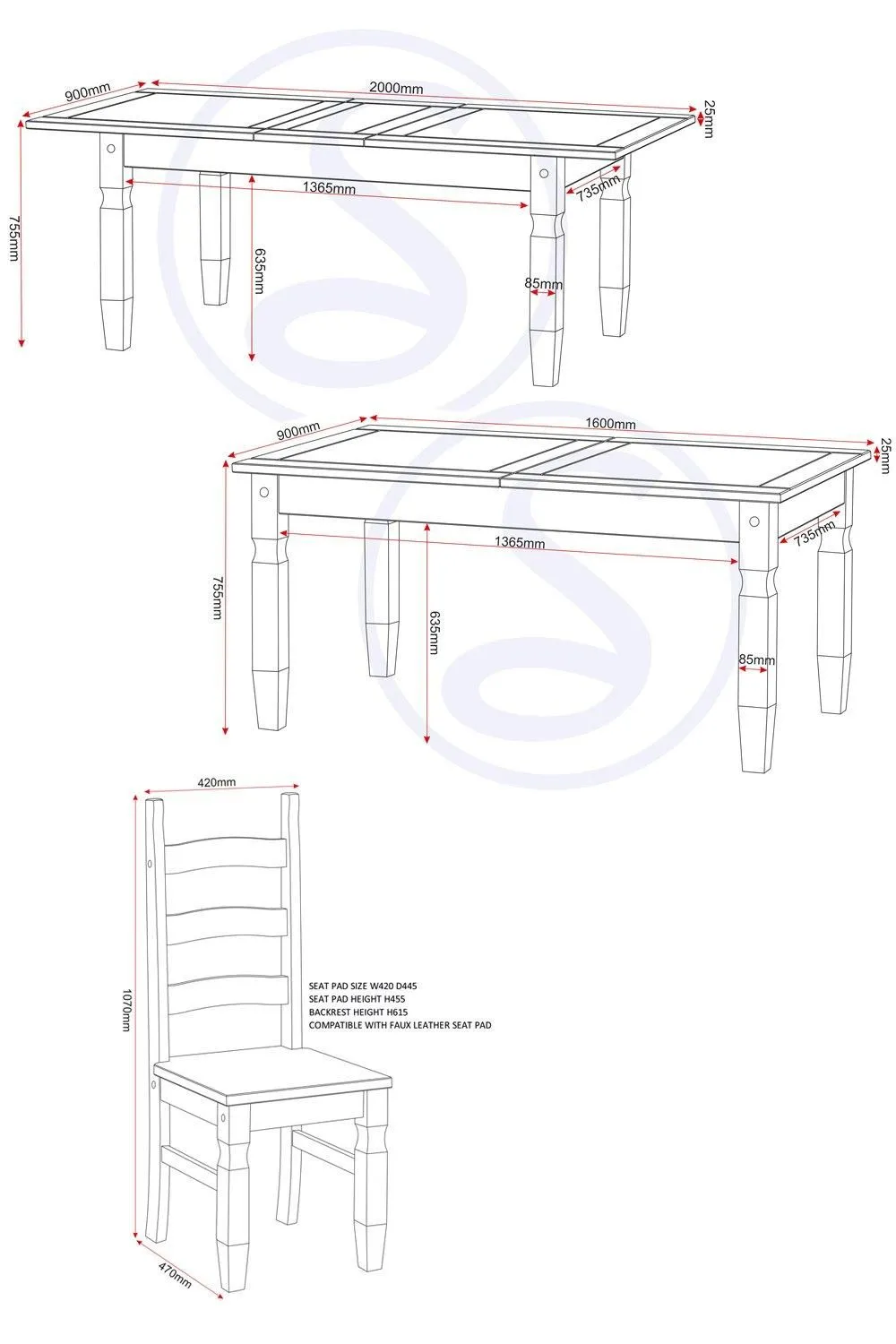 Seconique Corona Extending Dining Set (4 Chairs) in Natural 6