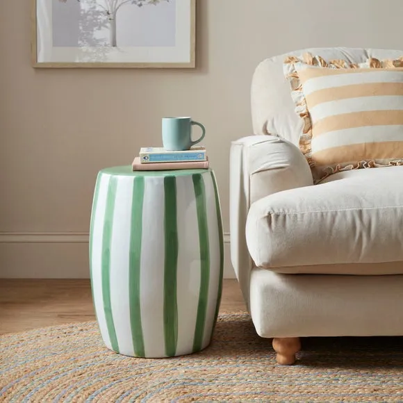 Beatrice Striped Ceramic Side Table