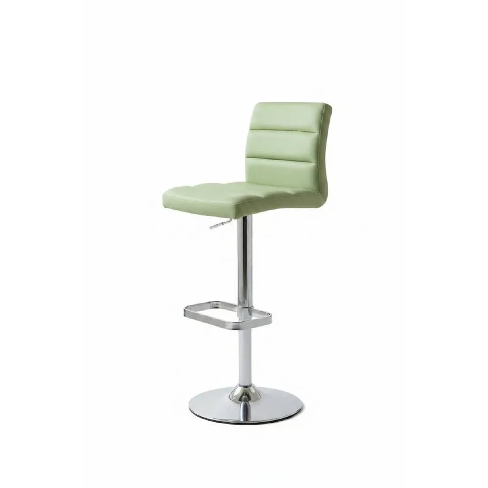 netfurniture Swank Brushed Steel Bar Stool With Faux Leather Padded Seat Green