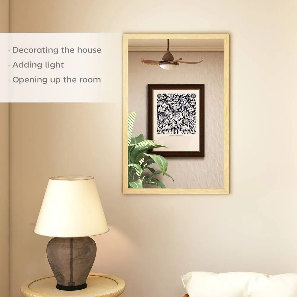 HOMCOM Wall Bathroom Mirror for Home Decor, Vanity Mirror in Natural 4