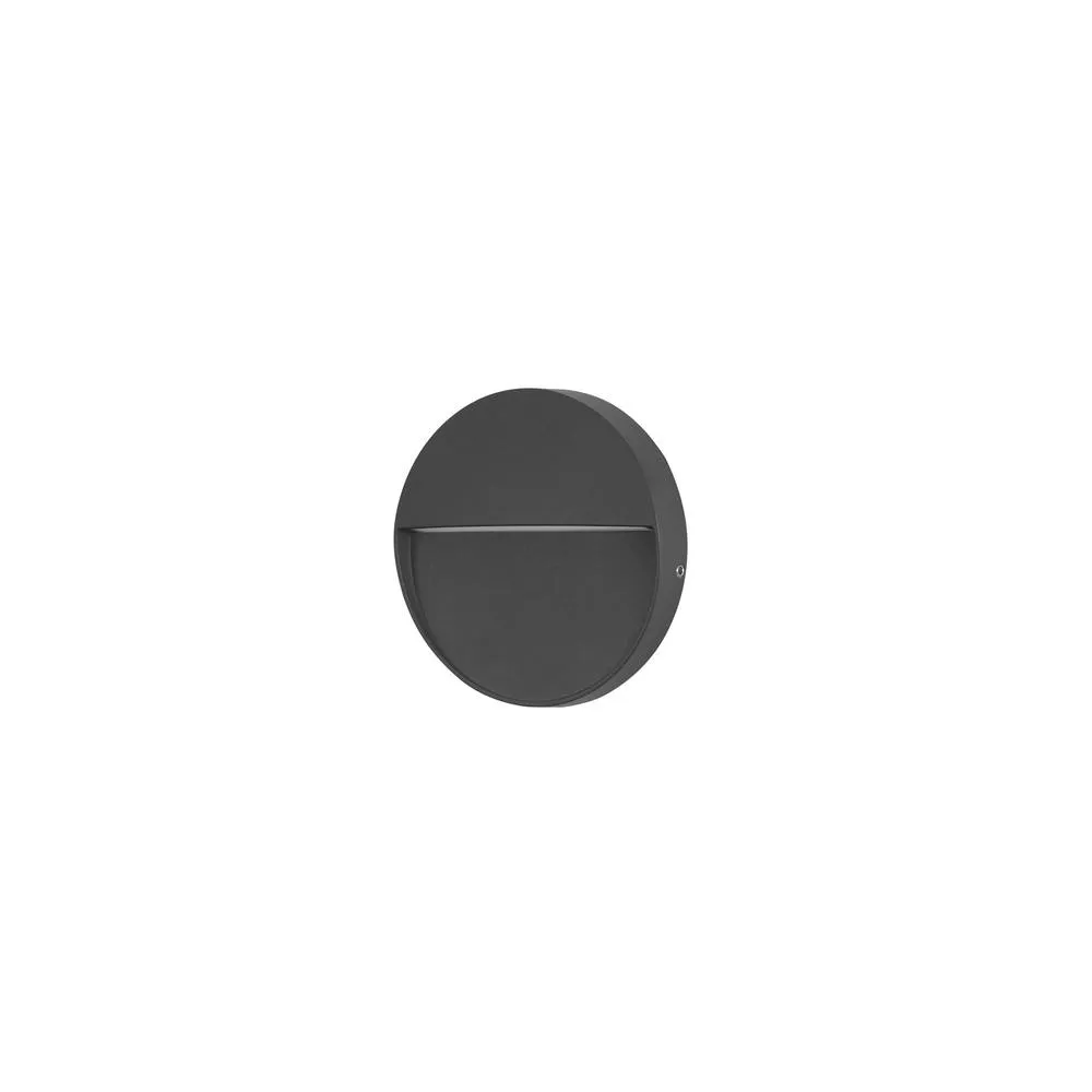 Netlighting Nod Round LED Outdoor Recessed Wall Lamp Black Opal 3000K IP65 in Grey
