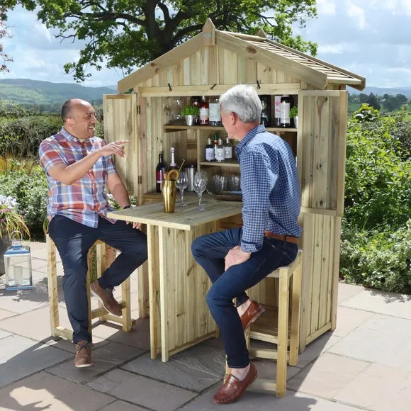 Garden Bar and 2 Stool Set 5