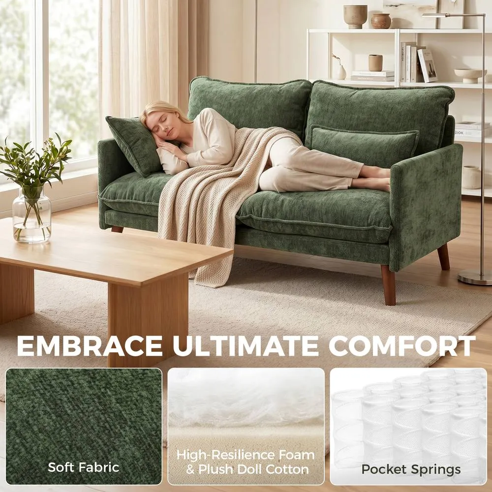 HOMCOM 2 Seater Sofa, Modern Loveseat with Spring Cushions, Wide Seat, Green 4
