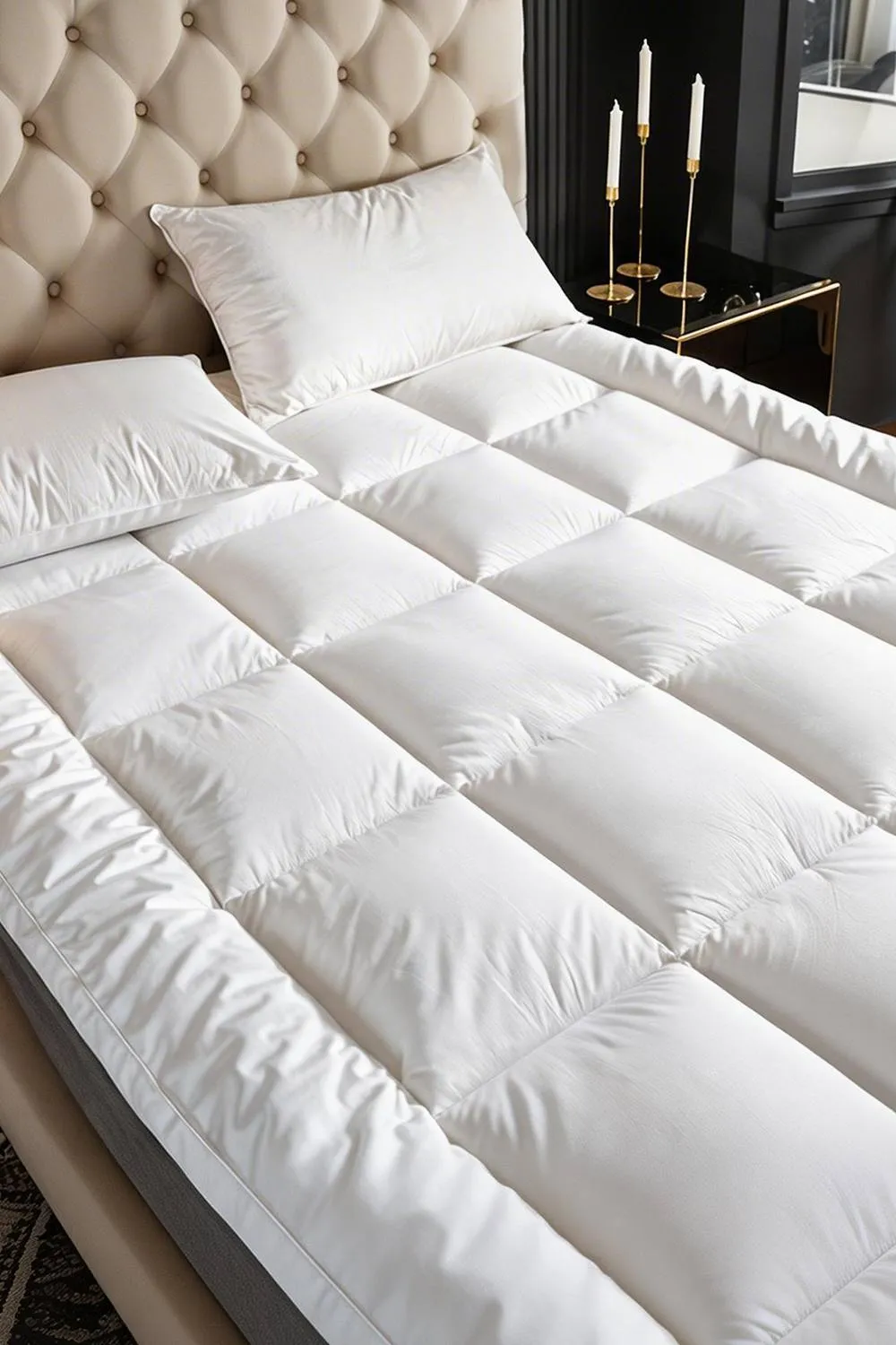Living and Home 10cm Comfortable Quilted Mattress Topper in White
