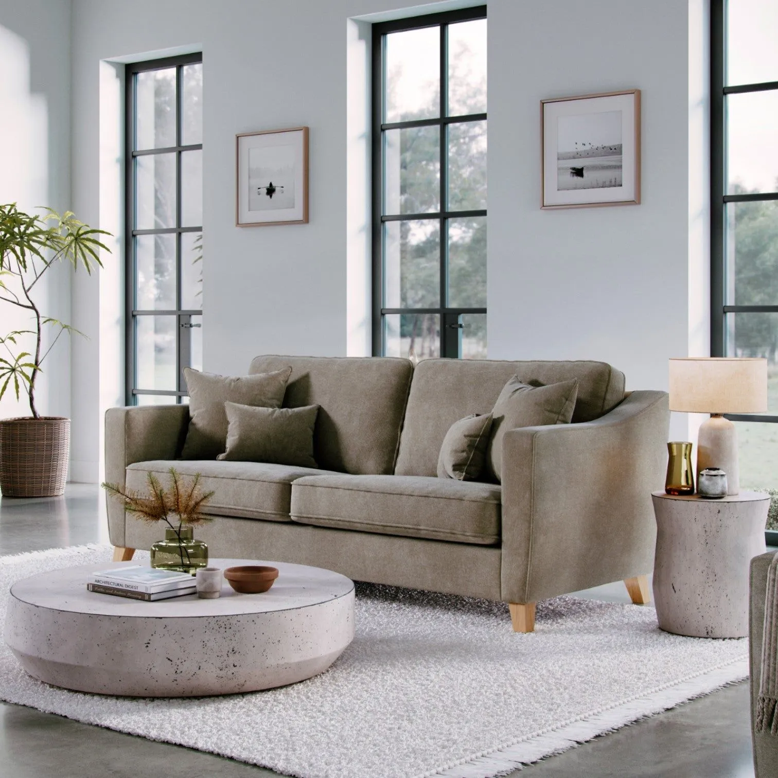 The Great Sofa Company Jackson 4 Seater Chenille Sofa in Light Brown 1