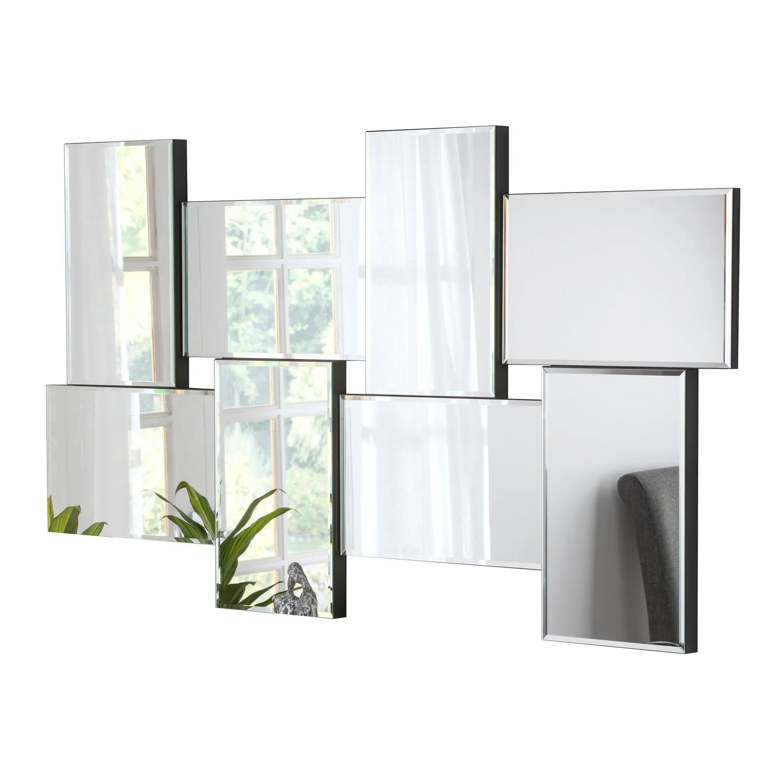 Yearn Mirrors Statement Bevelled Wall Mirror 139(w) x 76cm(h) in Black 2