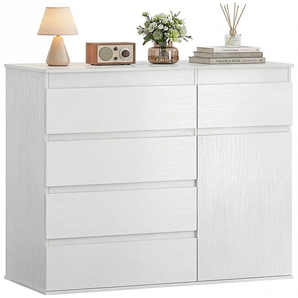 HOMCOM Sideboard Storage Cabinet, Kitchen Cupboard with 5 Drawers in White 2