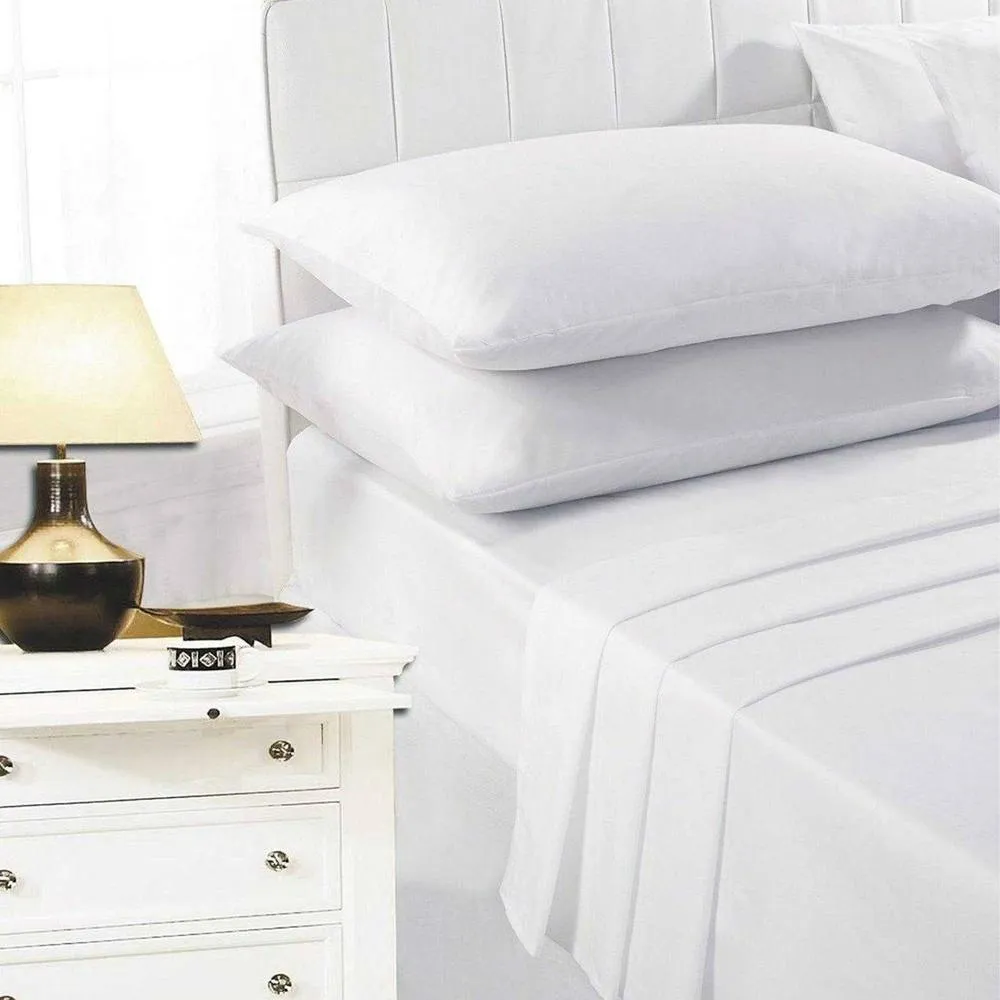 K Collection Percale Percale Fitted Sheet in White