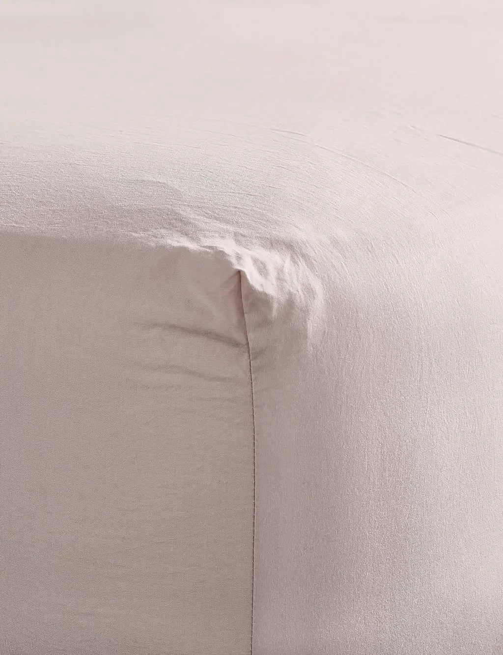Bedfolk Washed Cotton Deep Fitted Sheet Soft Pink