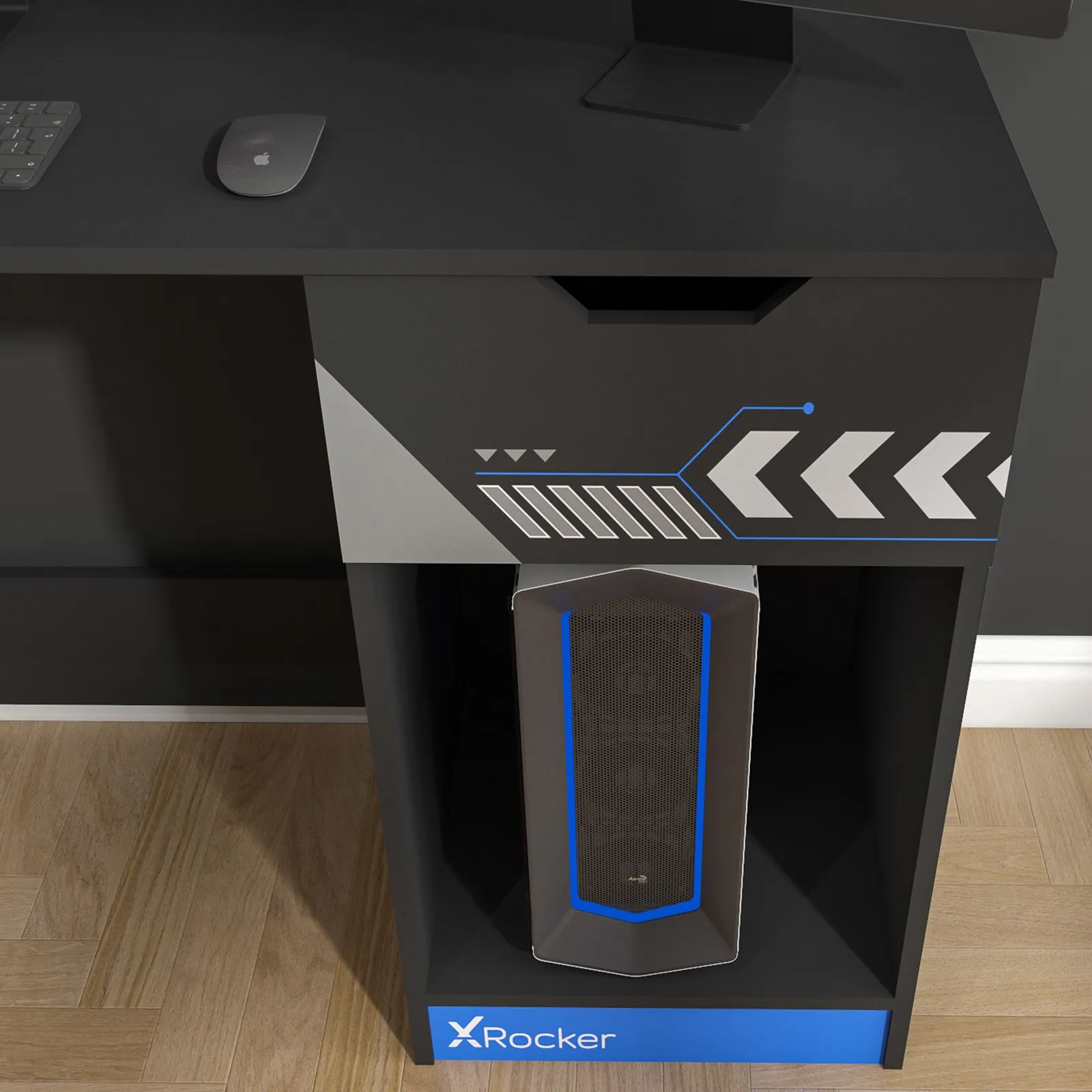 X Rocker Octane 110cm PC Gaming Desk with Drawer in Blue 5