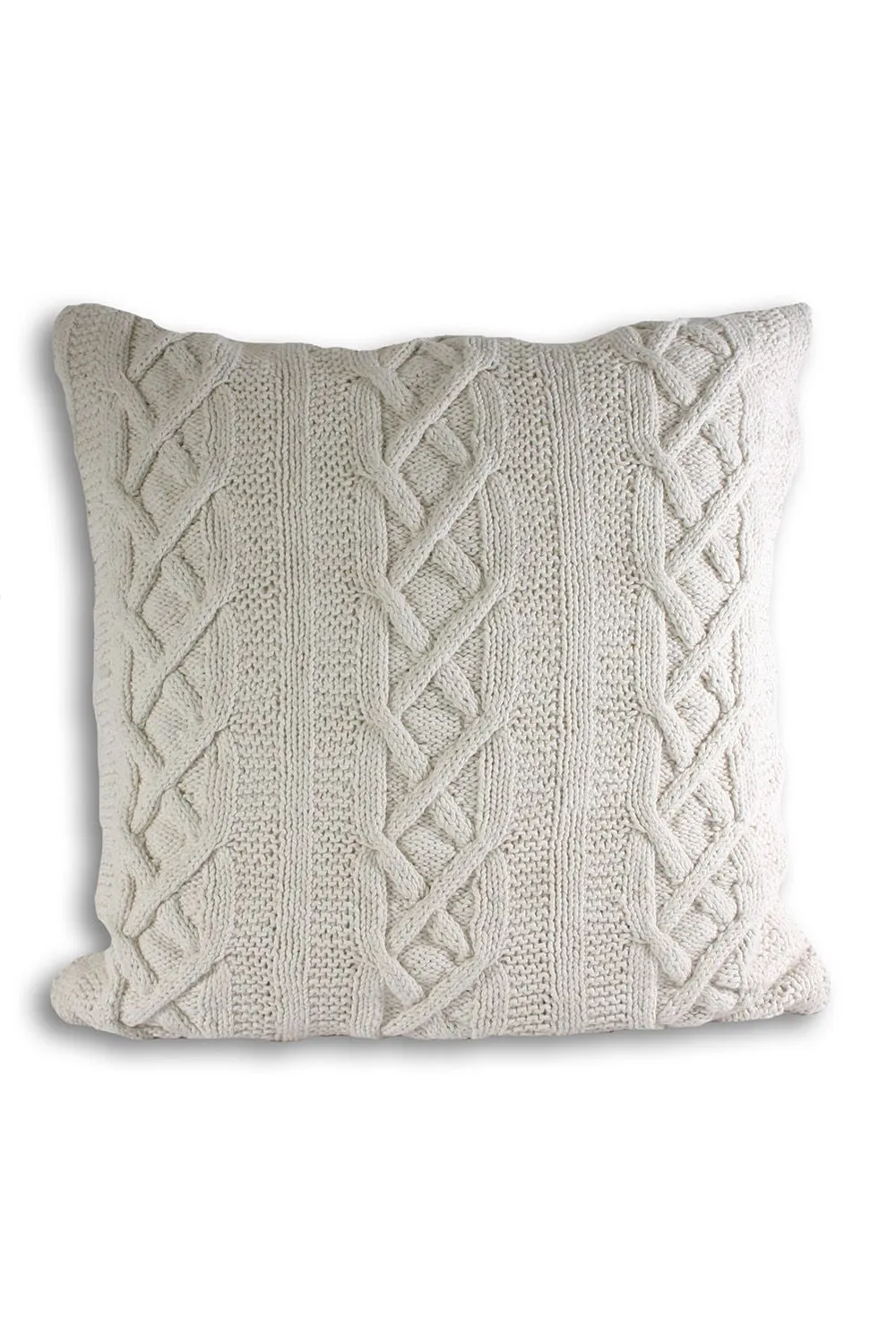 Paoletti Aran Chunky Cable Knitted Cushion in Cream