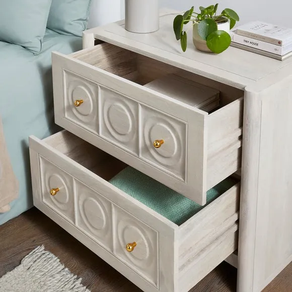 Theodore 2 Drawer Wide Bedside Table, Mango Wood 3