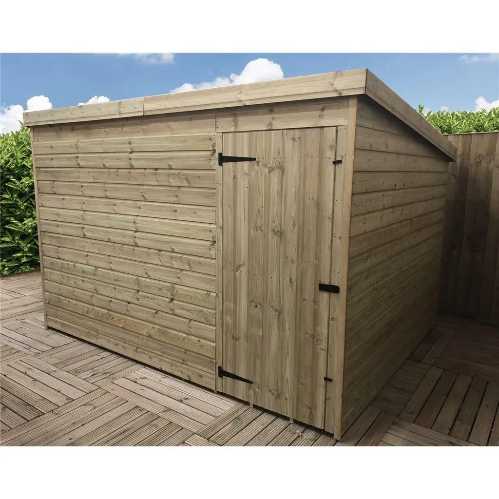 Marlborough 9 x 6 Pressure Treated Pent Garden Shed with Single Door in Natural 5