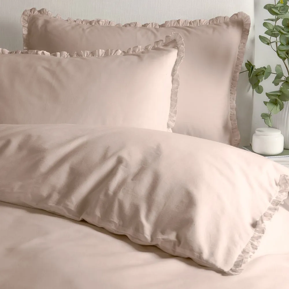 Wylder Tilly 100% Cotton Ruffle Duvet Cover Set in Dusty Pink 2