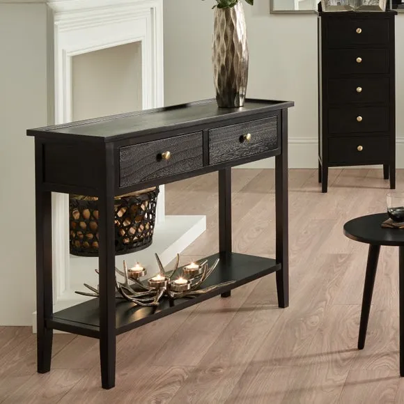 Return - Pacific Chelmsford Console Table, Black Painted Pine