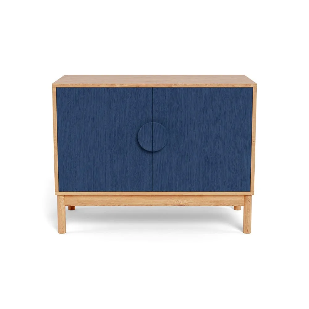 Heal's Tinta Small Sideboard Natural Oak Carcass Blue Stain Doors 1
