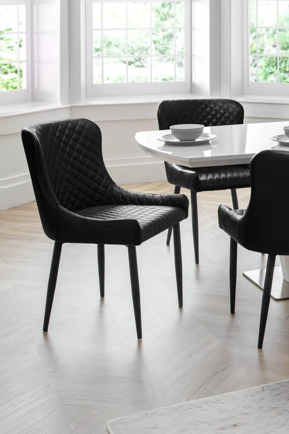 Julian Bowen Luxe Diamond Quilted Upholstered Dining Chair (Set of 2) in Black 2