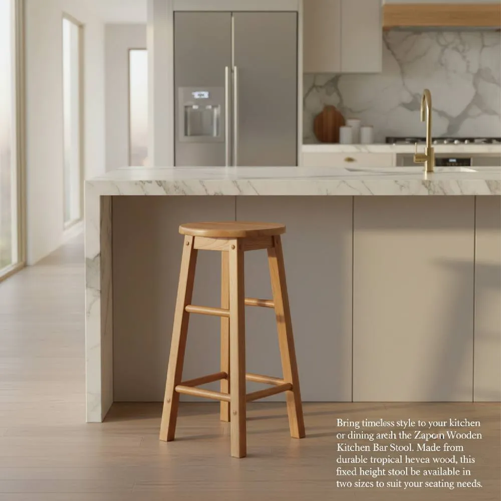 netfurniture Zapon Wooden Kitchen Bar Stool - Fixed Height in 2 Heights in Brown