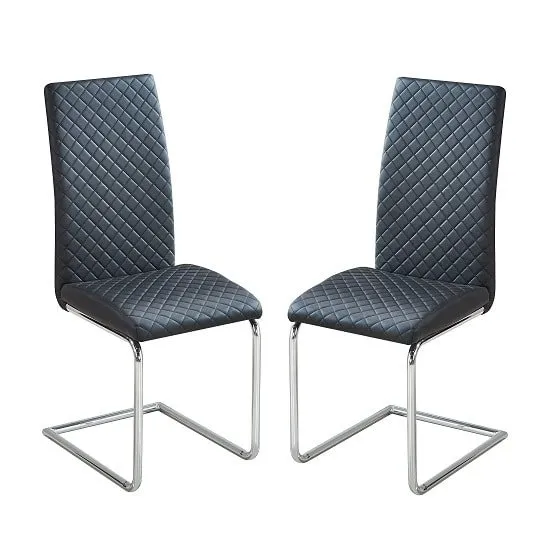 Ronn Dining Chair In Black Faux Leather In A Pair