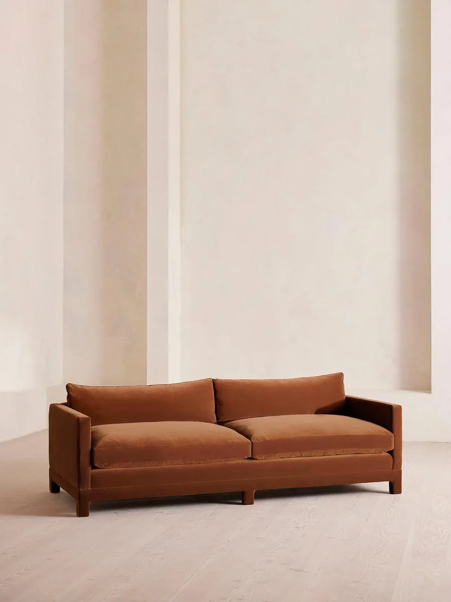Ashford Four Seater Sofa, Velvet, Cinnamon