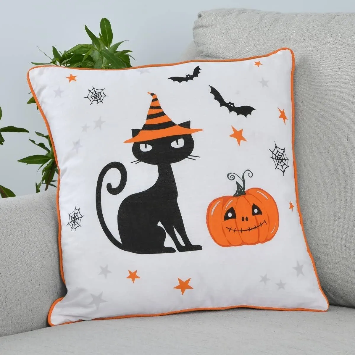 Smart Living Halloween Pumpkins & Celestial Stars Decorative 18" x 18" Filled Cushions 1