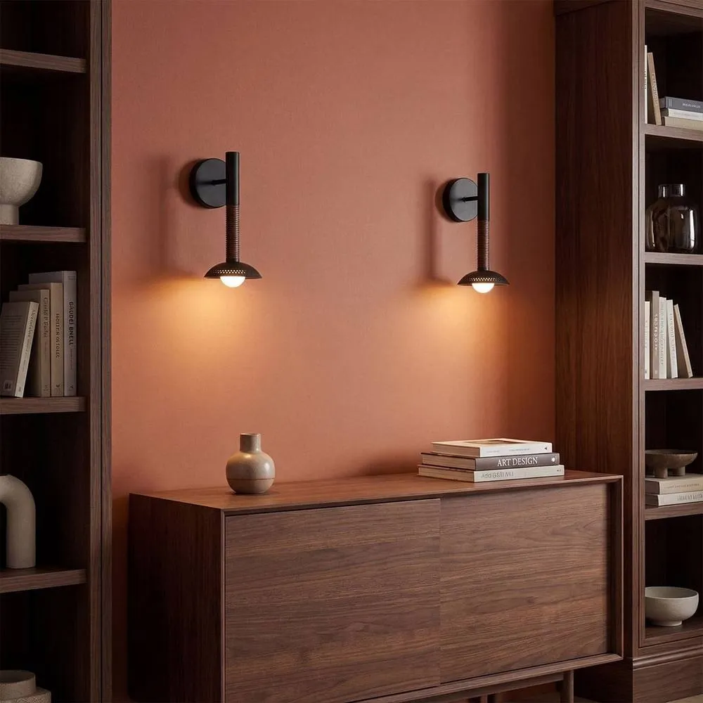 Netlighting Arden Integrated LED Wall Light Matte Black Walnut Wood Veneer 3000K 2
