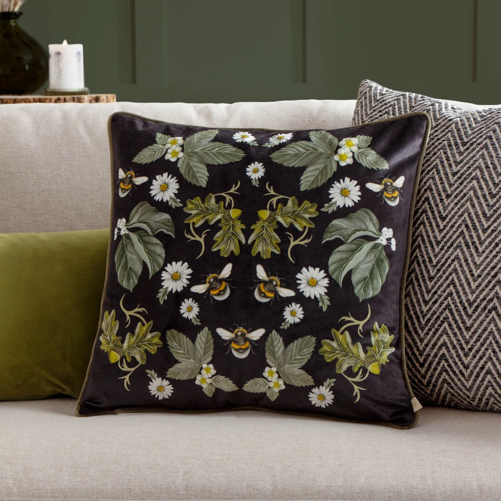 Wylder Nature Braywick Clarence Mirror Velvet Piped Cushion