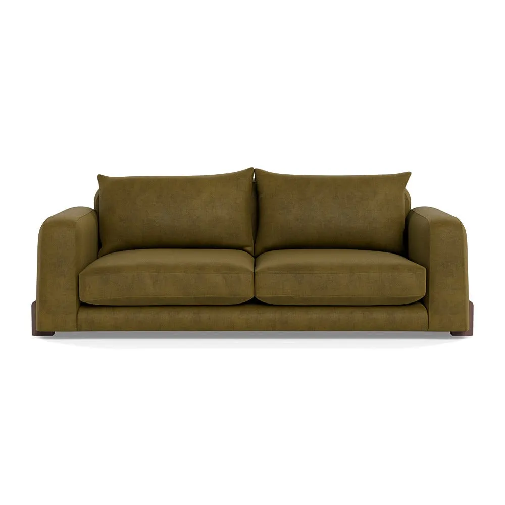 Heal's Nuvola 4 Seater Sofa Smart Luxe Velvet Peridot Walnut Stained Oak Feet 2