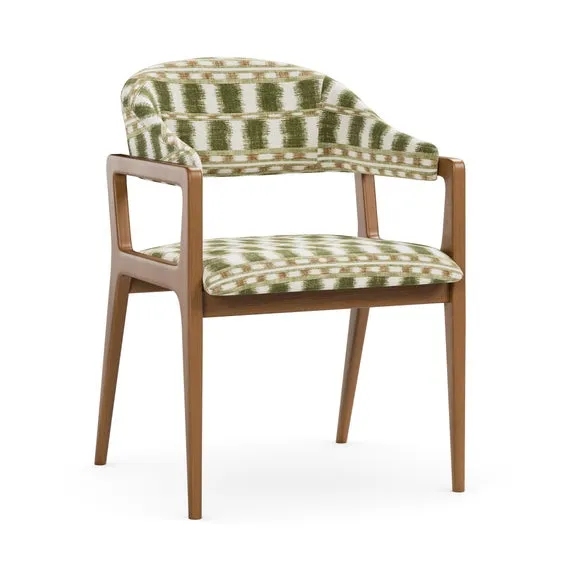 Hugh Carver Dark Stained Dining Chair, Striped Fabric 6