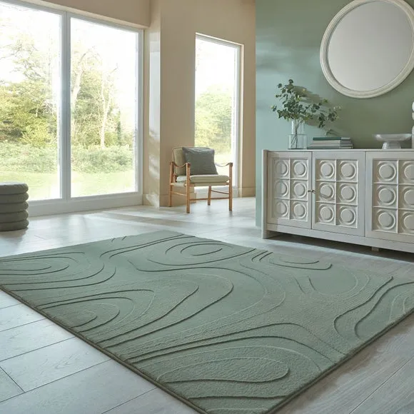 Neve Abstract Faux Fur Wave Rug 1