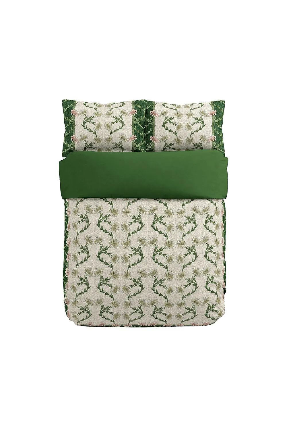 Morris & Co 'Scrolling Carnation' Cotton Duvet Cover Set in Green 4