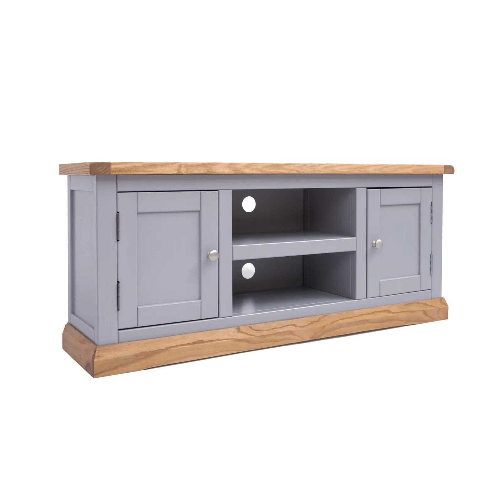 Cabinet Bits Biccari Grey 2 Door TV Cabinet Chrome Knob
