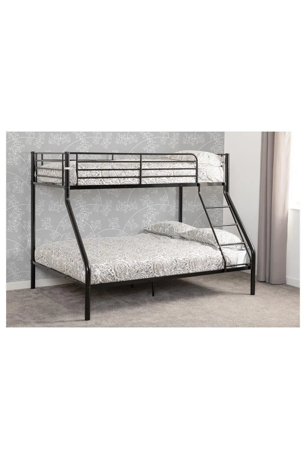 Seconique Tandi Triple Sleeper Bunk Bed (Single top bunk / Double bottom bunk) in Black
