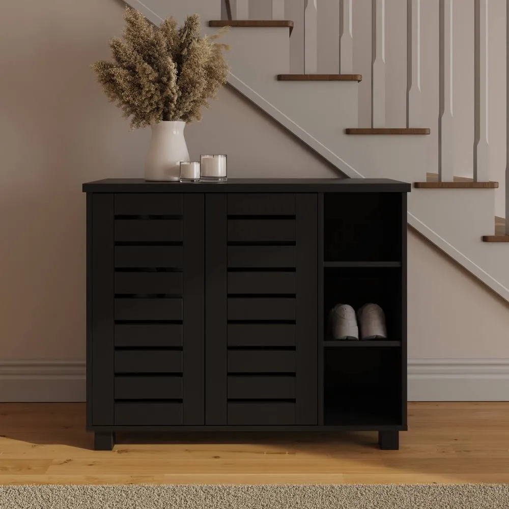 GFW Bodie 2 Door 2 Shelf Shoe Cabinet in Black 1