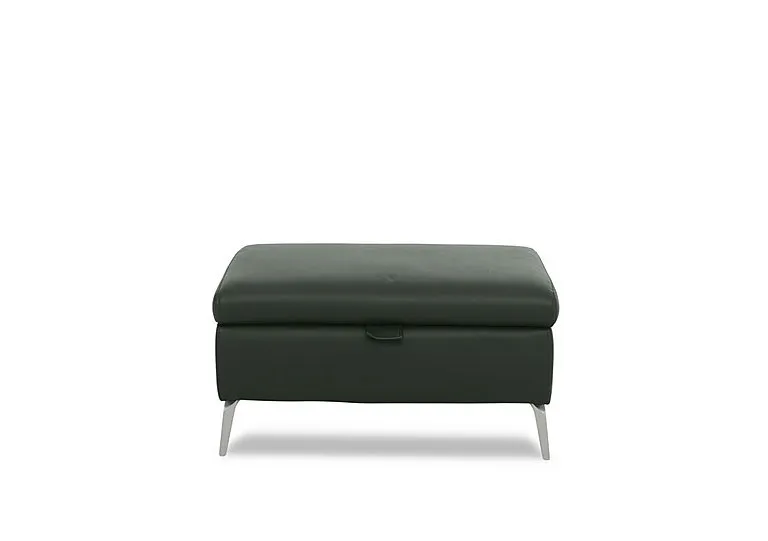 Daytona Leather Storage Footstool - Oslo Pine