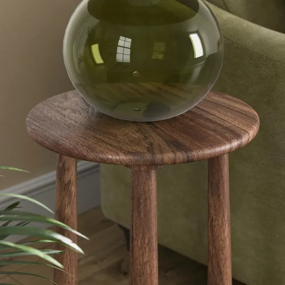 Haider Plinth Side Table with Shelf, Acacia Wood 2