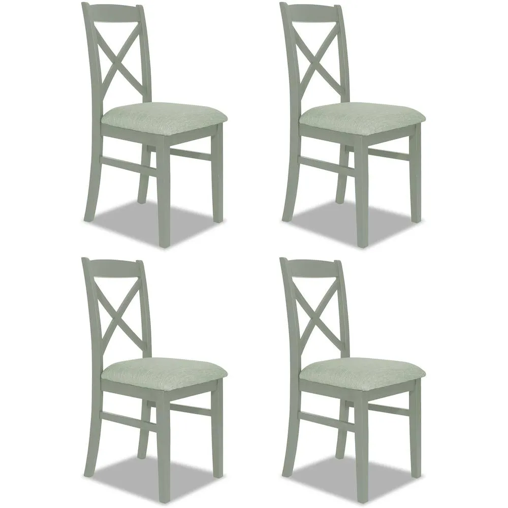 Statement Furniture Florence Crossback Upholstered Seat Chairs Set of 4 in Light Green