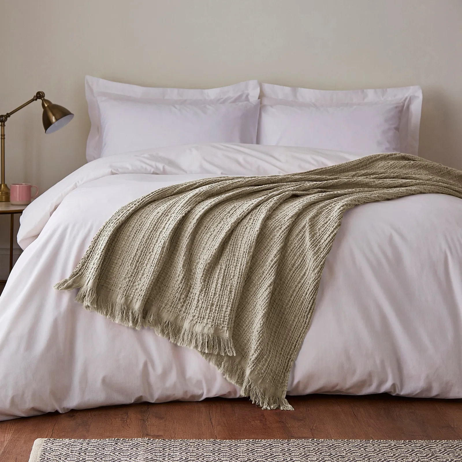 Cotton Waffle Throw Brown