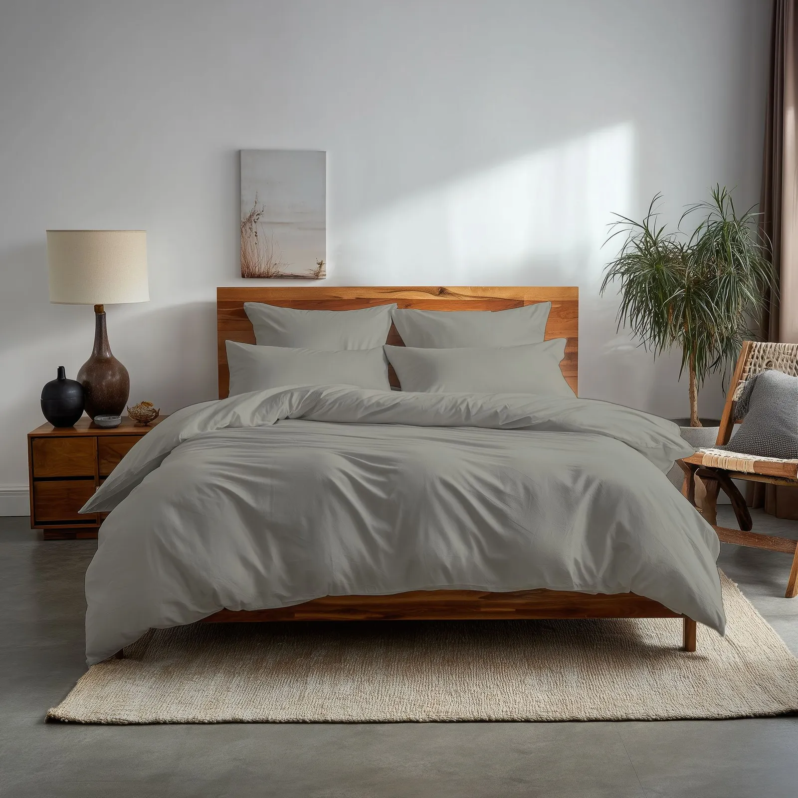 Snug City Plain Dyed Easy Care Polycotton Duvet Cover & Pillowcase/s Set Bed Linen in Silver